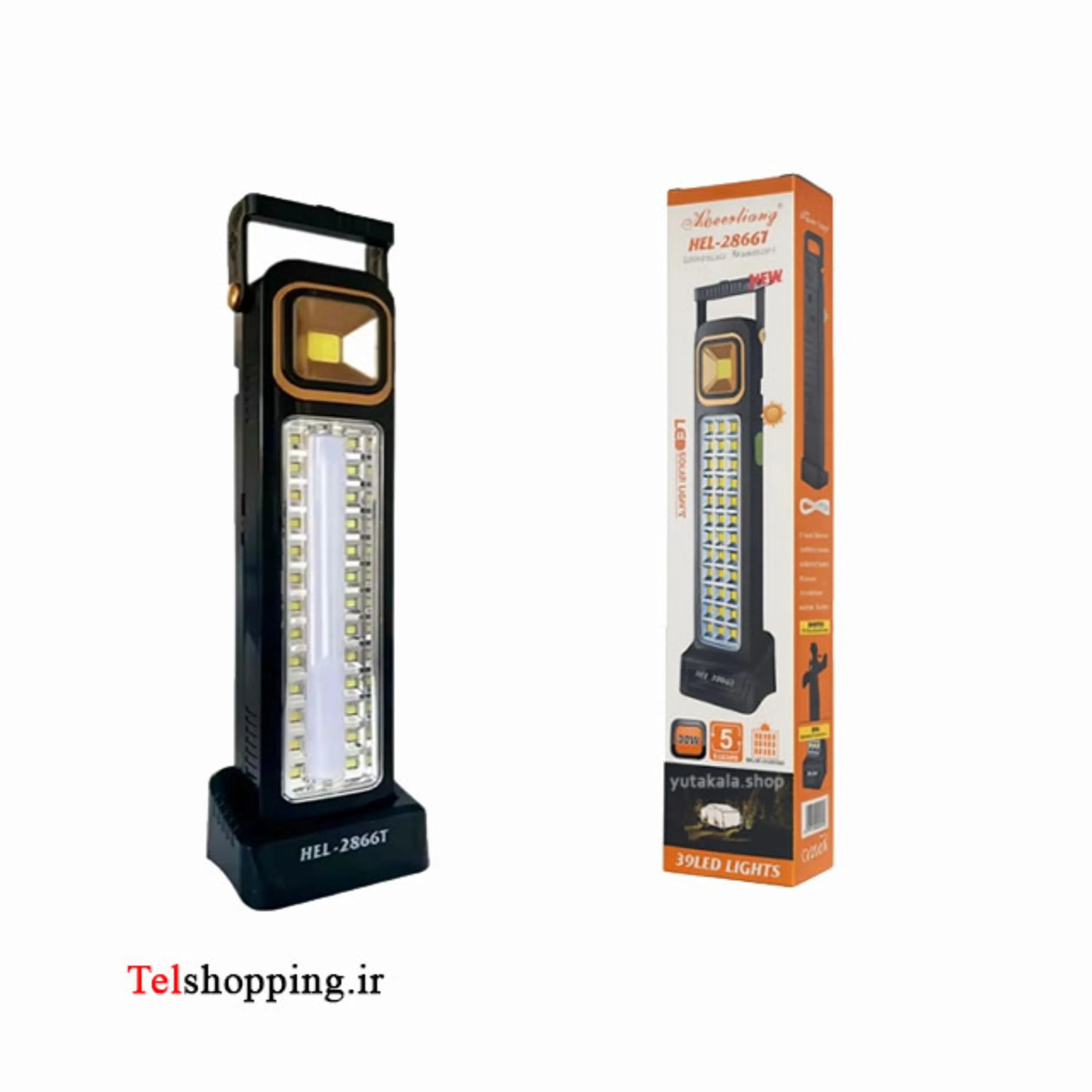 چراغ اضطراری خورشیدی 30 وات مدل HEL2866T فلزی و قابل حمل